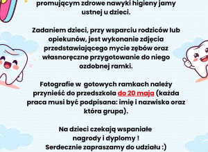 Na zdjęciu widać plakat dotyczący konkursu "Mleczakowa galeria uśmiechów"