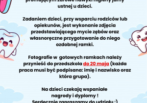 Na zdjęciu widać plakat dotyczący konkursu "Mleczakowa galeria uśmiechów"