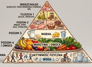 Na zdjęciu widać piramidę zdrowego żywienia.